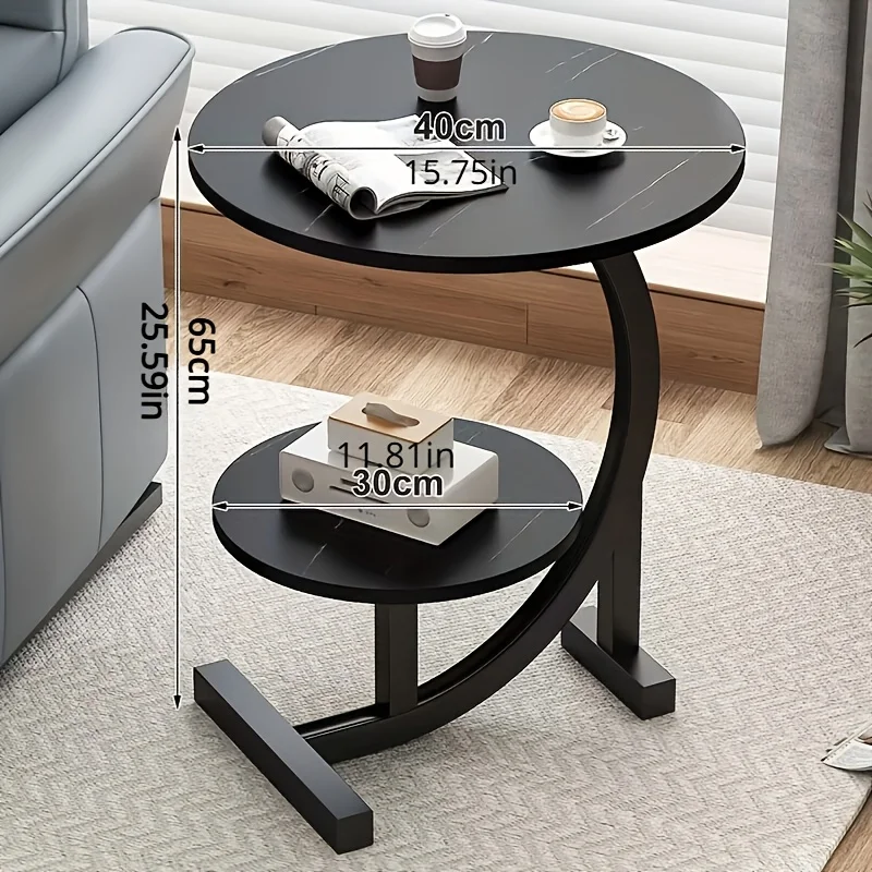 C-Shaped Side Table Metal Frame Sofa Table Tea Table for Living Room Bedroom Home Office Decorative image 4