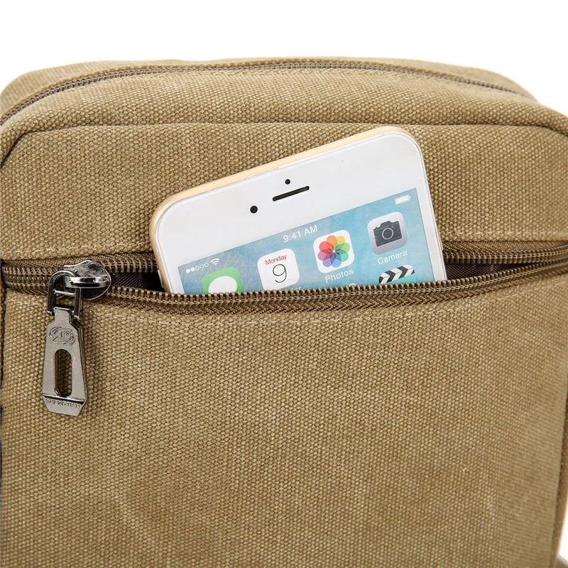 حقيبة كتف واحدة للرجال من القماش المقاوم للاهتراء، حقيبة ظهر مربعة متعددة الجيوب ذات سعة كبيرة للسفر عبر الجسم #5