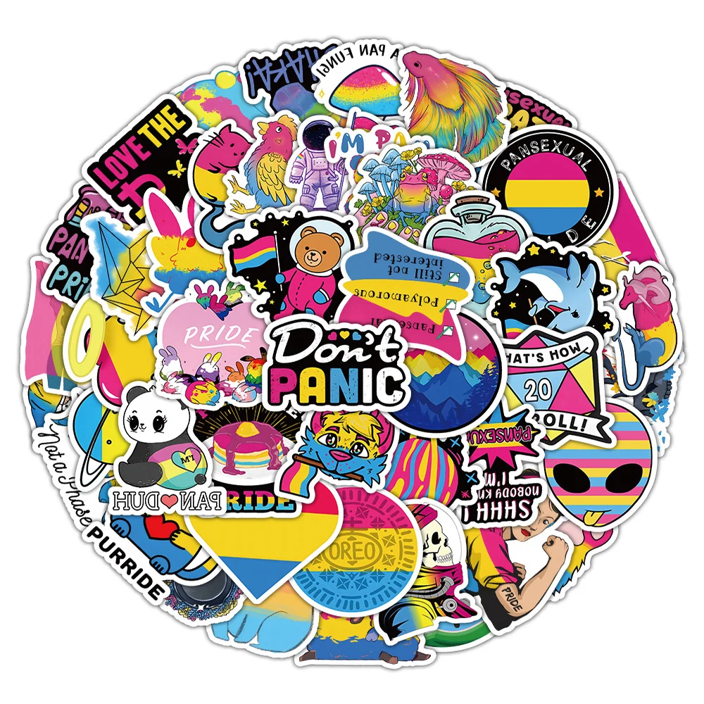 

10/30/60pcs Cartoon Pansexual Pride Stickers Funny Colorful LGBT Graffiti Decals DIY Scrapbook Skateboard Phone Creative Sticker