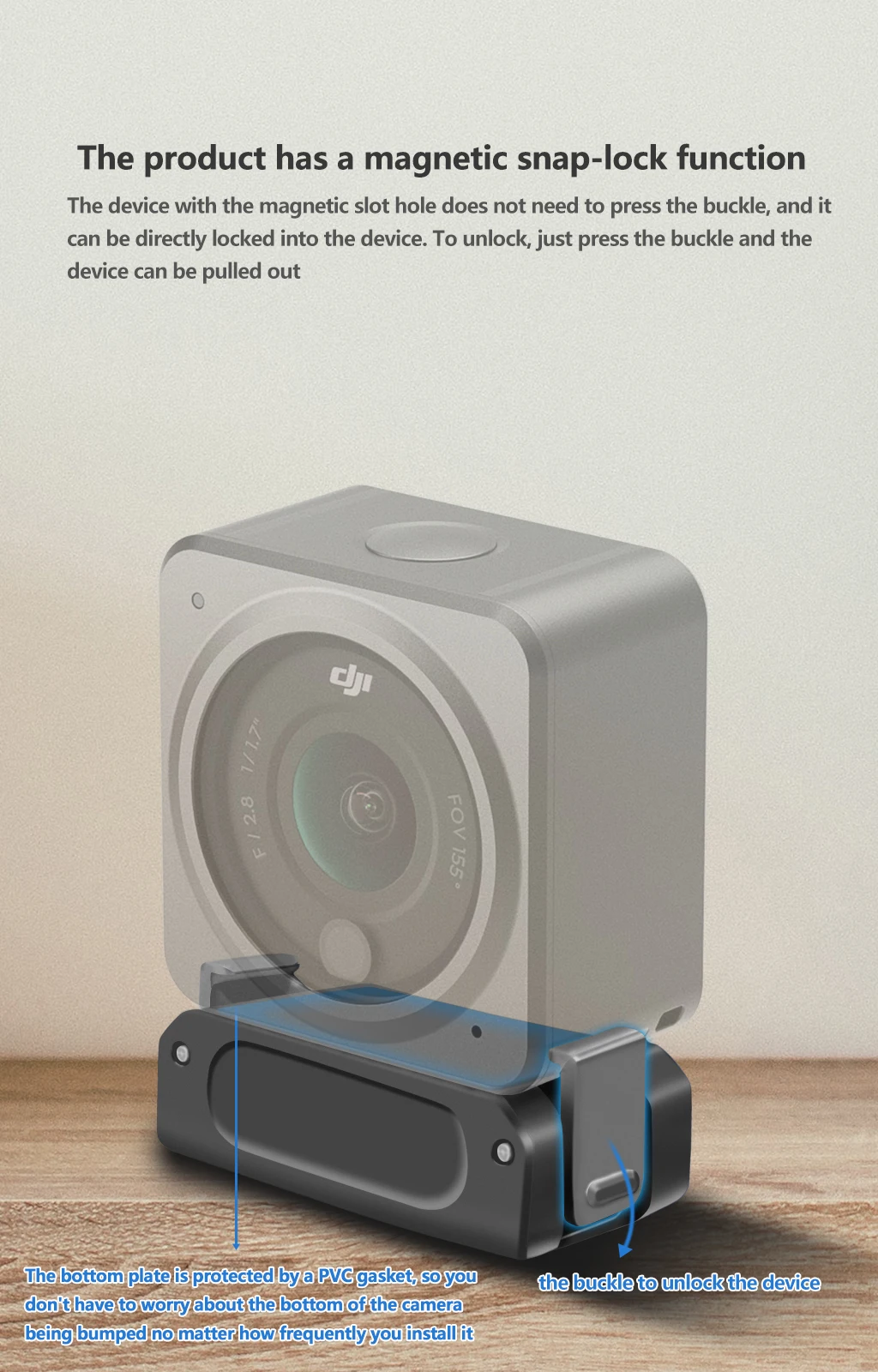 Action 2 Magnetische Halterung Ladestation Faltbare Adapterhalterung Schnellspanner für DJI OSMO 360 ACTION 5 Pro Kamerastativhalter – Detail 31