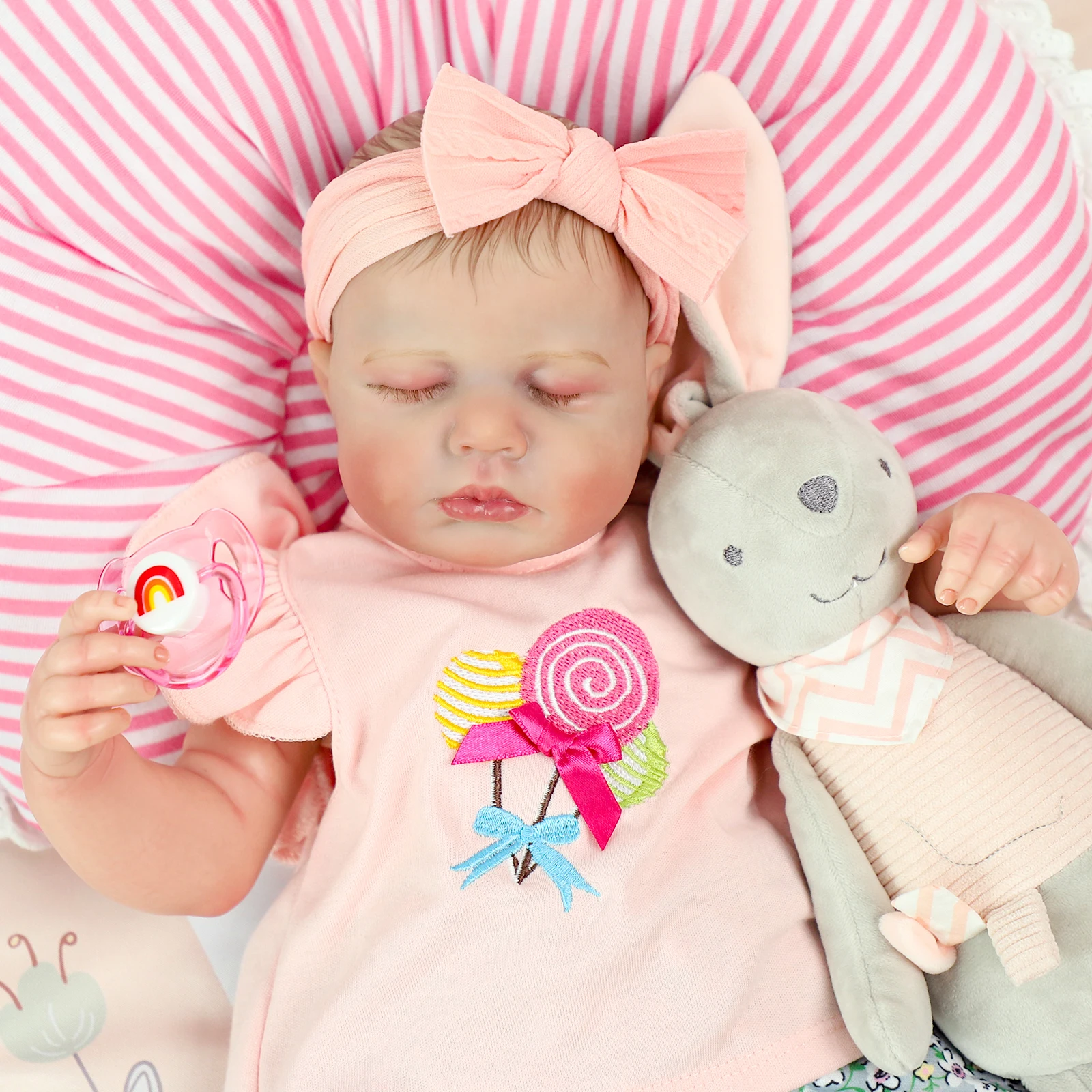 

Реалистичные куклы-реборн-20 дюймов, реалистичные спящие куклы для новорожденных, мягкое тканевое тело с игрушкой для кормления детей 3+ лет