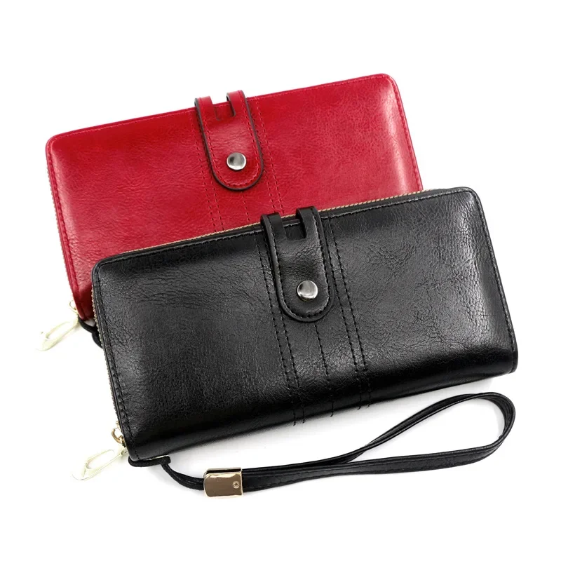 Women Wallet Black/green/brown/red PU Leather Long Purse Unisex Hasp/zipper Credit Card Holder Wallet Case Female Money Bag