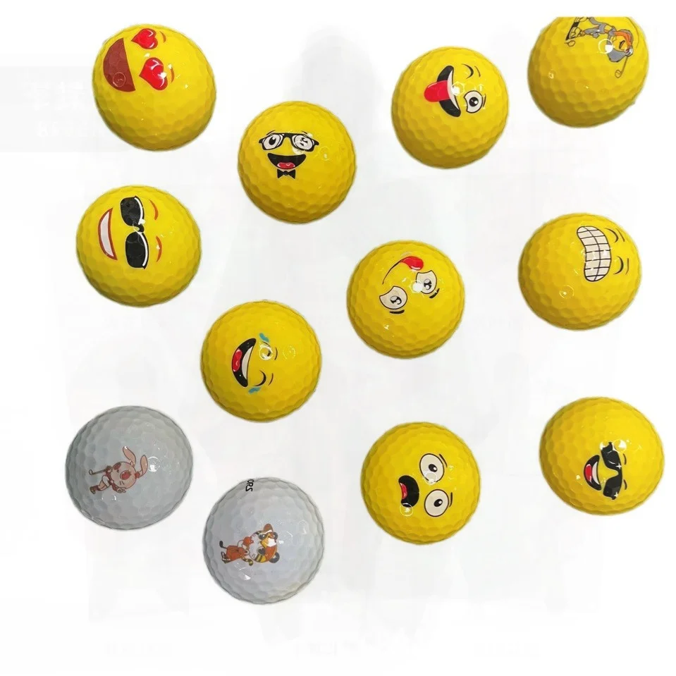 12 قطعة كرة جولف هدية صندوق ملون الكرتون نمط التعبير كرات المطاط الاصطناعي غطاء Surlyn مرونة عالية الرياضة هدية #2