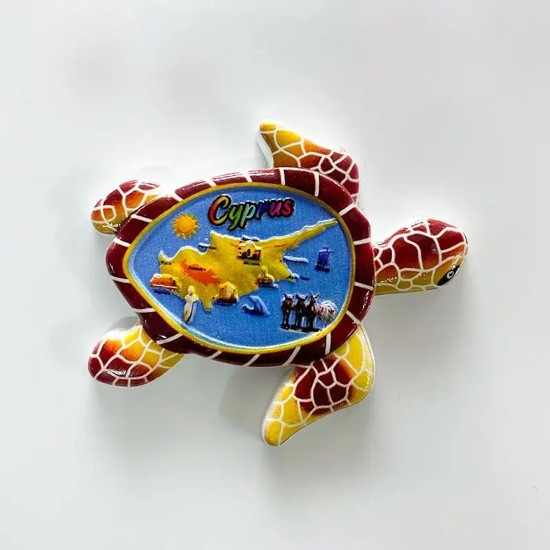 

Cyprus Refrigerator Magnet Mediterranean Sea Turtle Creative Map 3D Travel Souvenir Home Decoration Gift