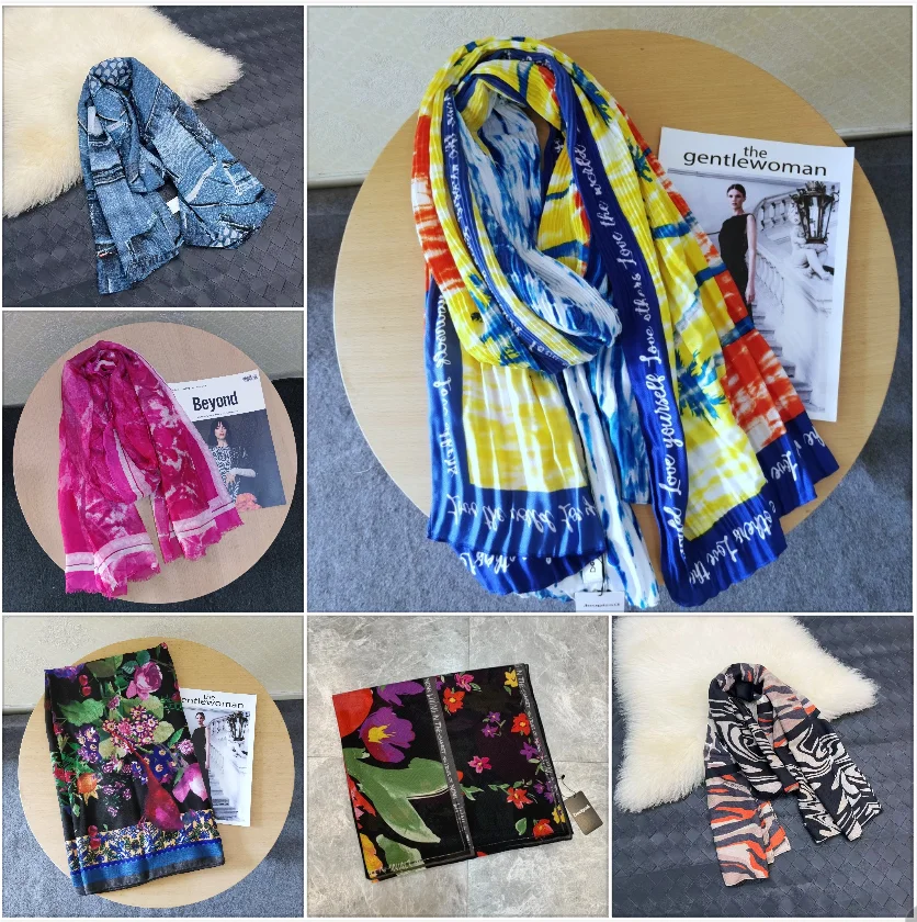 

Foreign Trade Original Order: Spanish New Product: Knitted Embroidery Printed Fashion Decoration, Beach Sunshade Women's Scarf