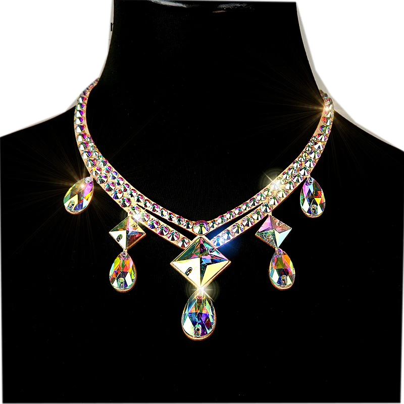 Belly Dance Necklace Rhinestone Chain Female Adult High-End Stage Profession Performance Competition Accessories Dance Jewellery