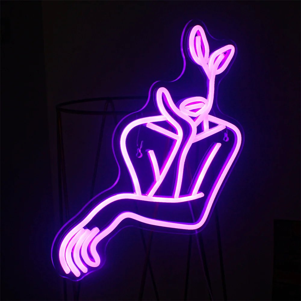 Woman Line Art Neon Sign Body Lady Purple Neon Sign Bedroom Home Wall Decor Abstract Woman Body Led Sign Aesthetic Room Decor