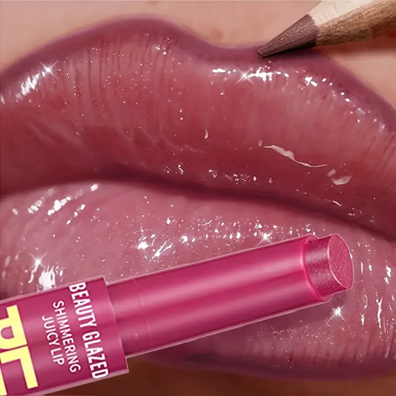 2 stks/set Matte Lip Liner + Getinte Lip Glazuur, Parelmoer Tint Effect, Langdurig Waterdicht Niet-plakkerig, Creëer een Glanzende Lip