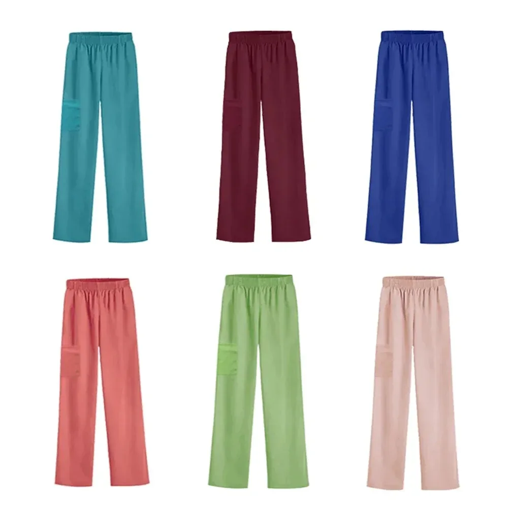 Pantalones elásticos de enfermera, pantalones quirúrgicos para mujer, pantalones de verano, cintura elástica negra, pantalones de trabajo de médico de secado rápido de talla grande