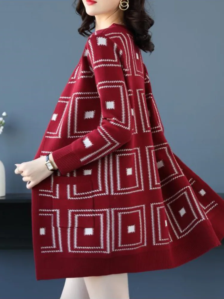 Elegant Cardigans Long Sleeve Casual V Neck Loose Knitted Korean Style Sweater Coat Spring Autumn Fashion Tops New 2023