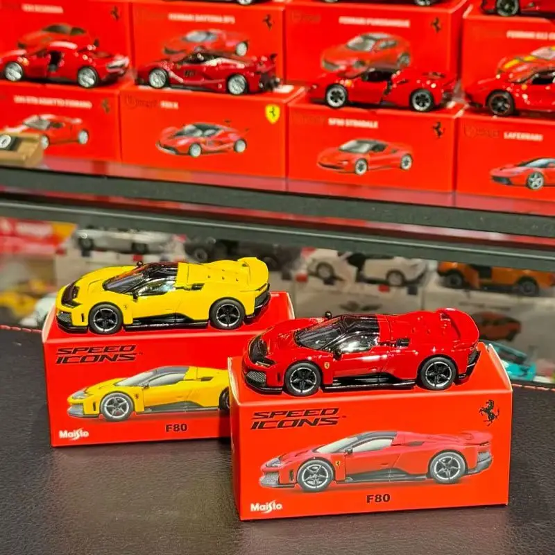 Maisto Speed Icons 1:64 Ferrari F80 Static Alloy Base Collectible Diecast Hypercar Model Removable Rear Engine Cover Rubber Gift