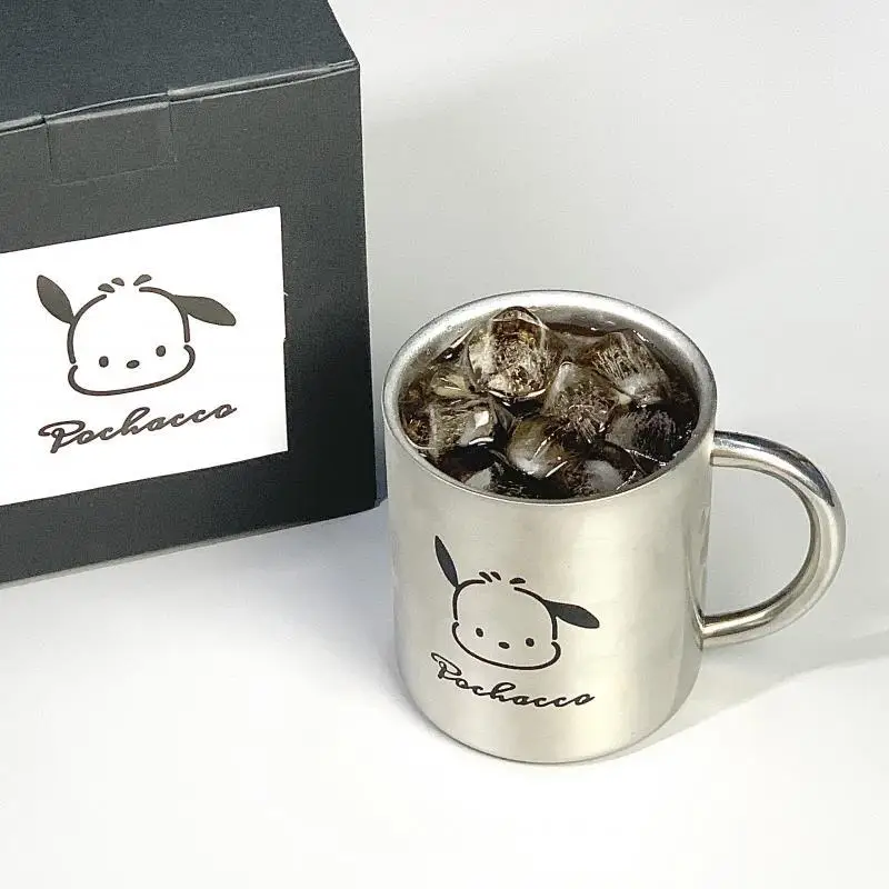 

Sanrio Stainless Steel Double Cup Original Design Kawaii Pochacco 200Ml Small Home Cup Exquisite Decoration Gifts for Friends