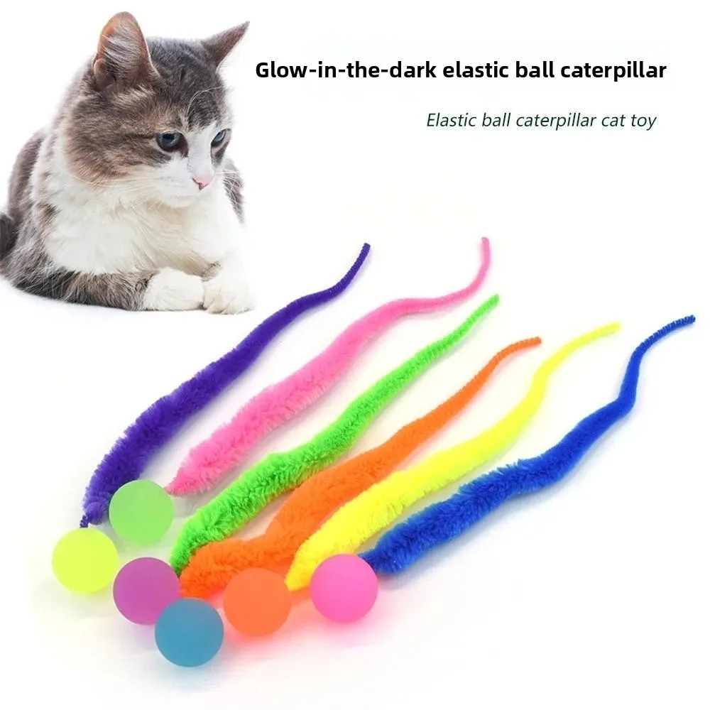 

Caterpillar Elastic Ball Cat Toy Cat Self-Hi Rainbow Bugs Scratch and Bite Interactive Cat Teaser