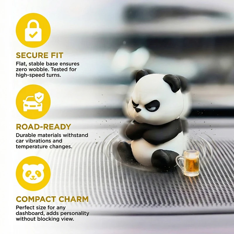 Funny 3D Printed Angry Panda Auto Dashboard Decor Cute Car Accessories for Interior Stress Relief Ornaments For Car & Home Desk