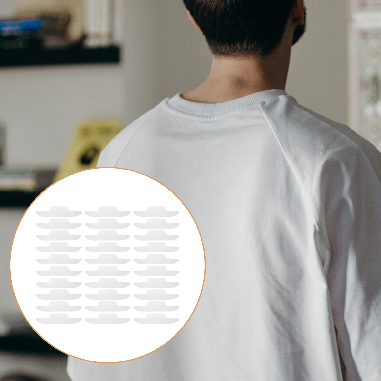 

30pcs Collar Sticker Sweat Absorption Pad Dust Free Paper Self Adhesive Shirt Protector Hat Liner Non Woven Cloth PE Film Anti