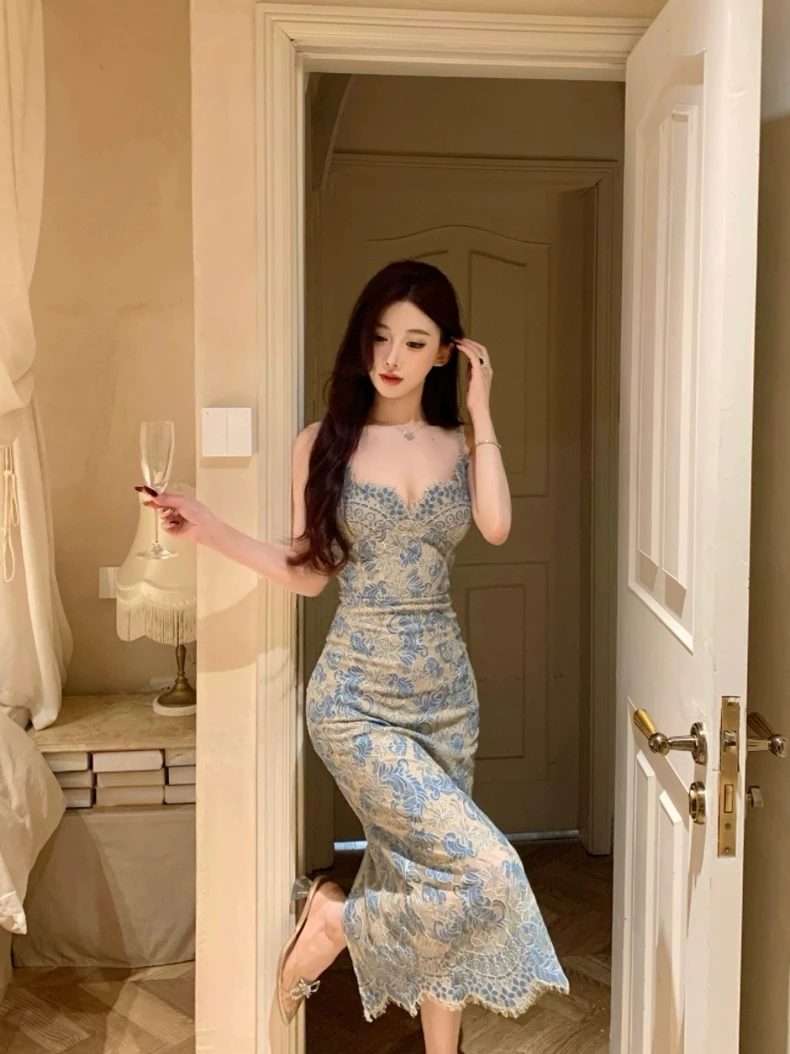 فساتين نسائية فستان حفلة خطوبة ضيف الصيف القطن العيينة Smocking انتفض بلا أكمام لا الخصر منتظم صالح الشاطئ الرعوية