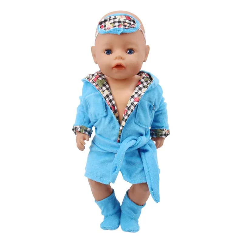 Mini robe pyjama bleu mignon pour bébé, vêtements de poupée américaine de 43Cm et 18 pouces, accessoires de notre génération pour nouveau-né, cadeau