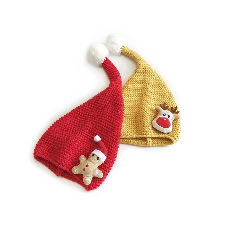 Winter Baby Christmas Hat Cute Cartoon Kids Beanie Cap Knitted Warm Infant Toddler Santa Hats New Year Festive Party Accessories