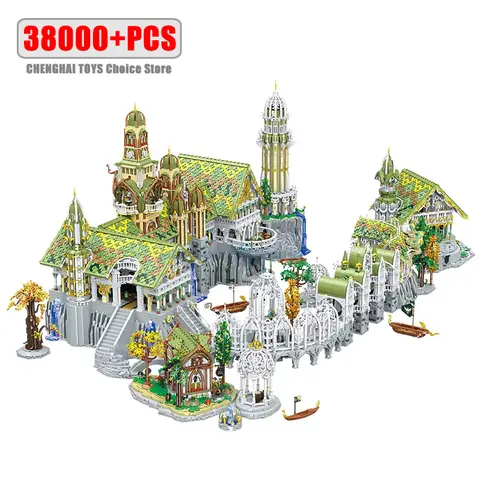 Europese Elf City Bouwstenen Set Negen-in-een Giant Palace Modellen Bakstenen Desktop Decoratie Diy Speelgoed Voor Kinderen Vakantiecadeaus