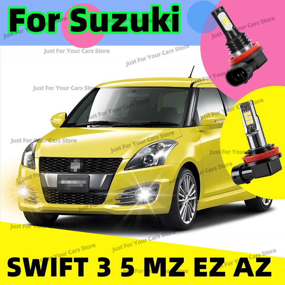 2x LED Front Fog Lights Bulbs White / Yellow Car Lamp For Suzuki SWIFT 3 5 MZ EZ AZ 2005-2025 2008 2009 2010 2011 2012 2013 2014