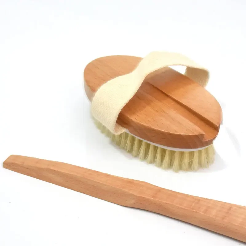 New 1Pc Qualified Shower Brush Natural Long Wooden Bristle Massager Bath Shower Back Spa Detachable Scrubber