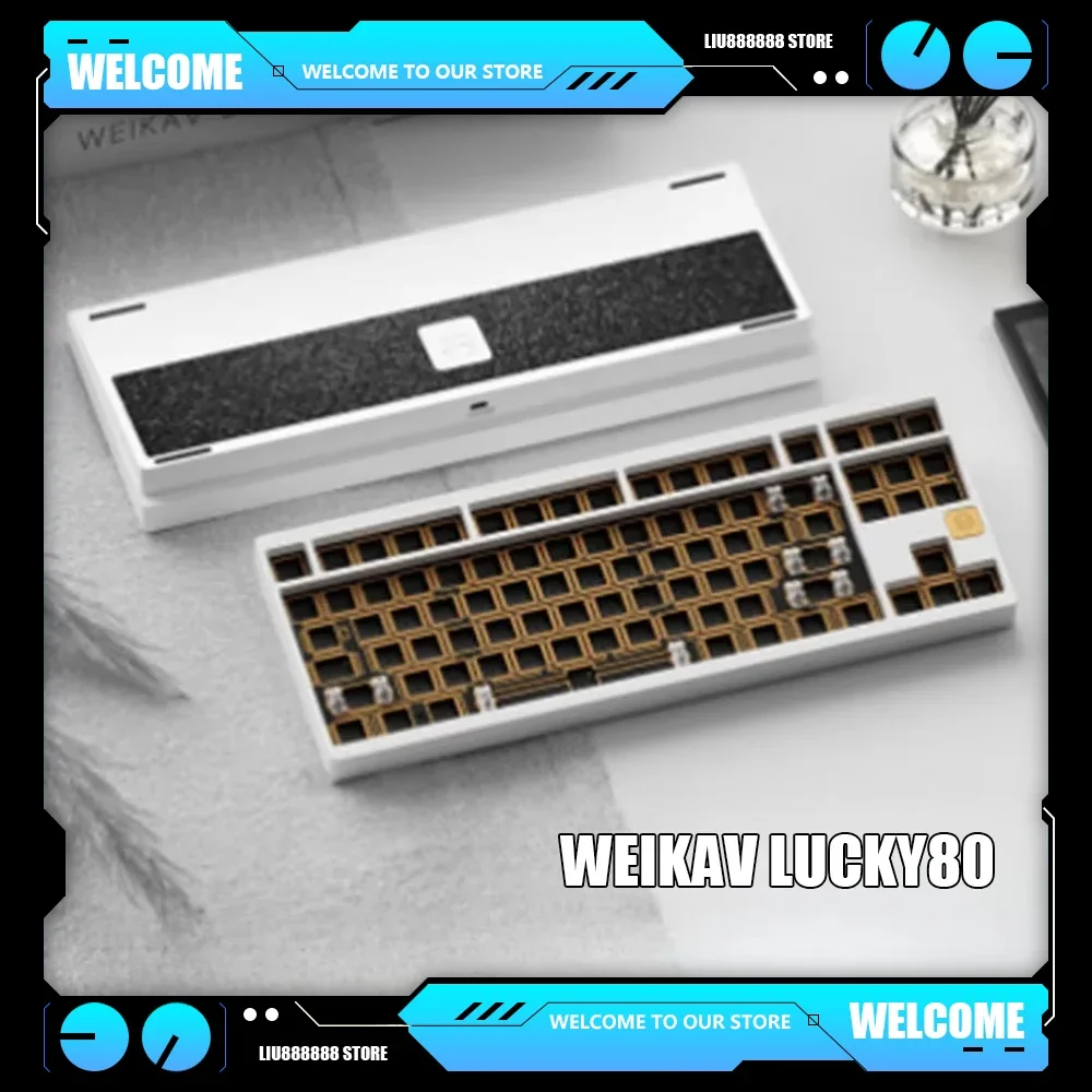 Weikav Lucky80 Aluminium Alloy Tri-mode Keyboard Gaming Wireless  E-sports Mechanical Keyboard Kits Kit Customize PC Accessories