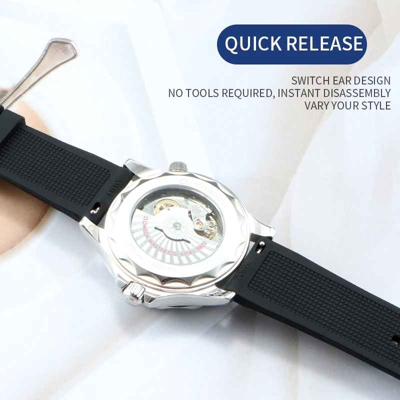 Szybko usuń zegarek z gumy silikonowej opaskę 18 mm19mm20mm21mm22mm wielokolorowa uniwersalna bransoletka nurkowa dla breitlinga/obywatela/seagulu