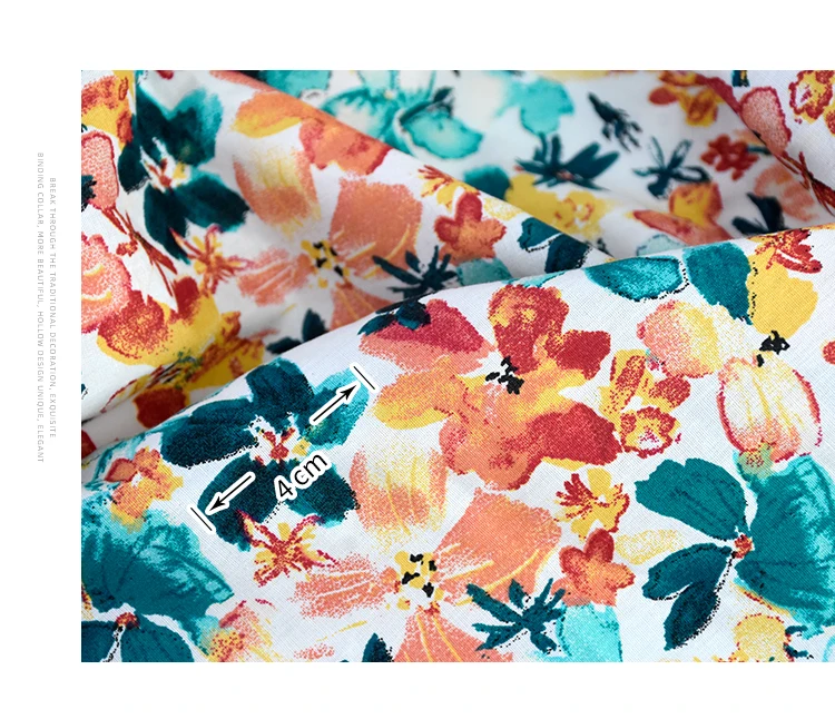 145x50cm Spring and Summer Poplin Oil Painting Floral Fabric, Making Dress Shirt Skirt Suspender  DIY Handmade Cloth