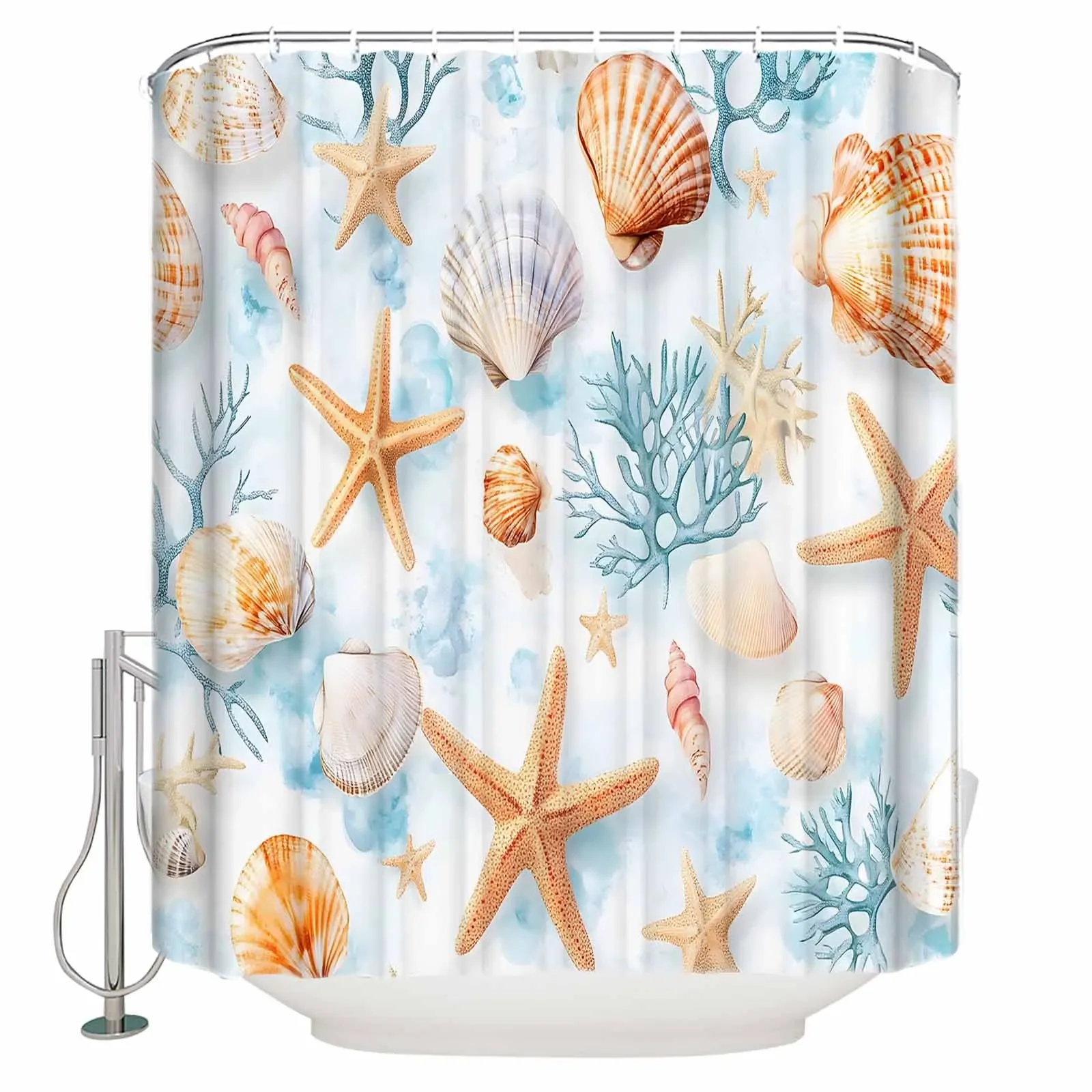 

Ocean Coral Marine Creature Shower Curtains Waterproof Bath Curtains Home Decor Modern Luxury Bathroom Curtain