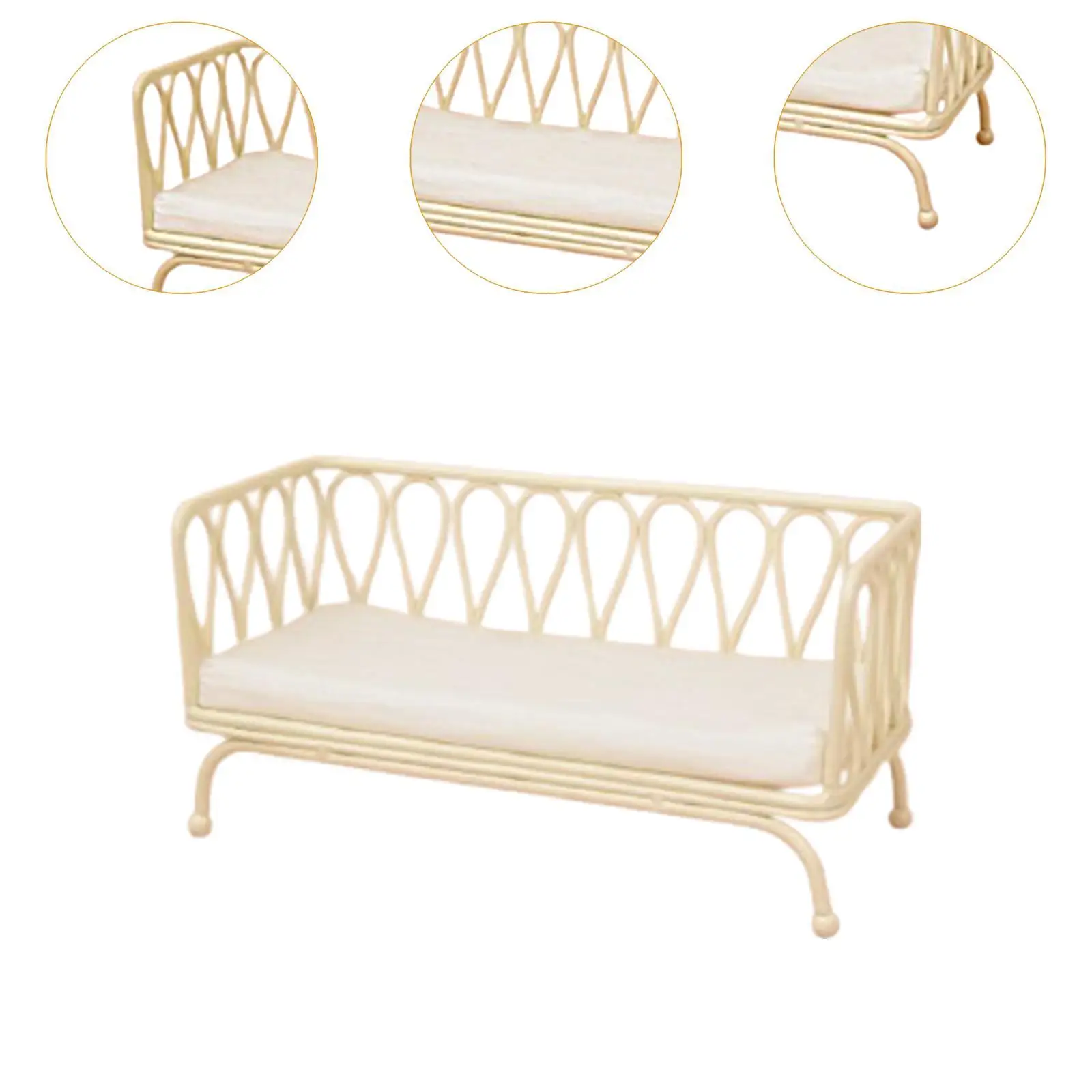 Sofa do domku dla lalek w skali 1/12, miniaturowe meble, akcesoria do scenerii, mikrokrajobraz dla lalek