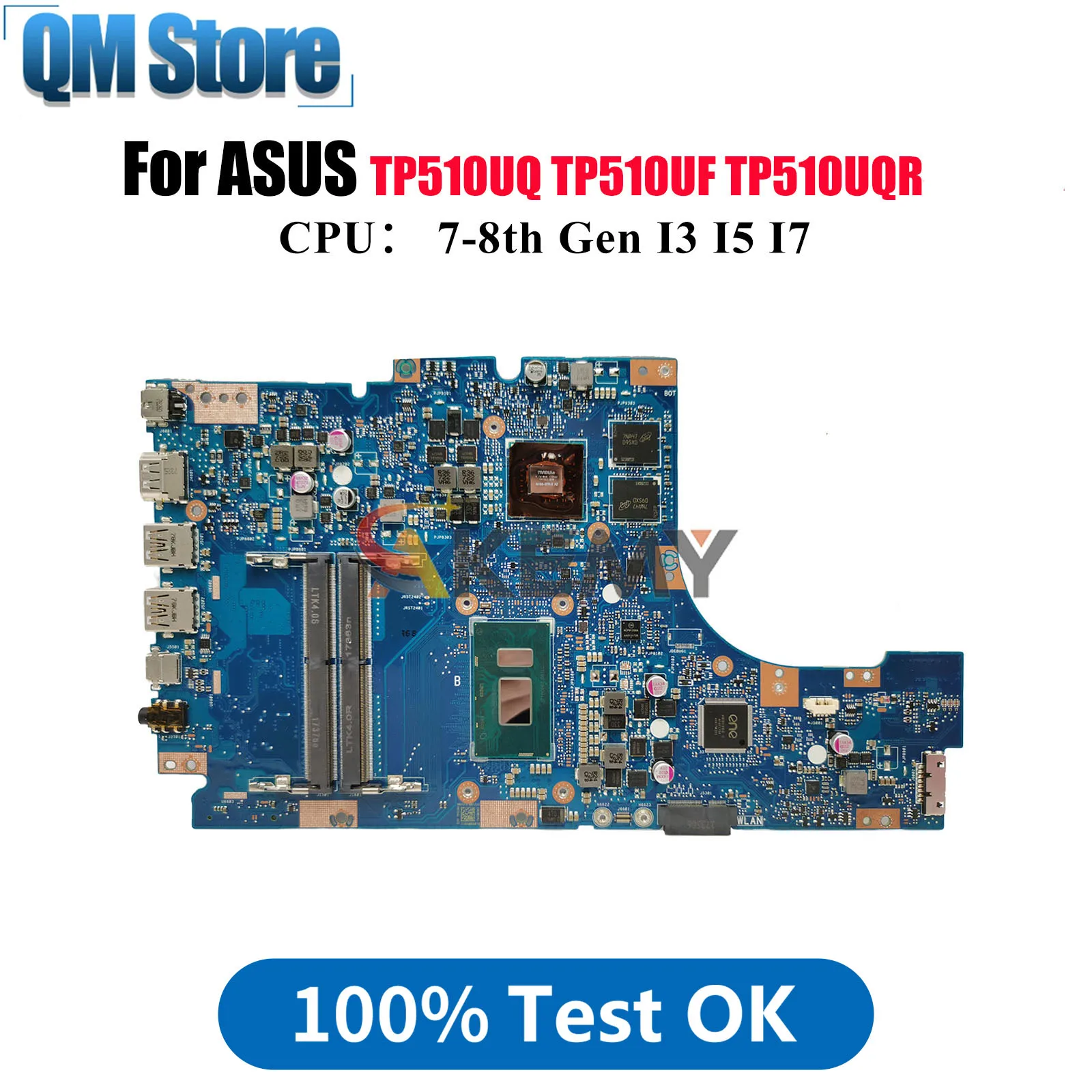 

TP510UQ Материнская плата для ноутбука ASUS VivoBook Flip TP510UQ TP510UQR TP510U TP510UF Материнская плата с процессором I3 I5 I7 100% tests OK stk