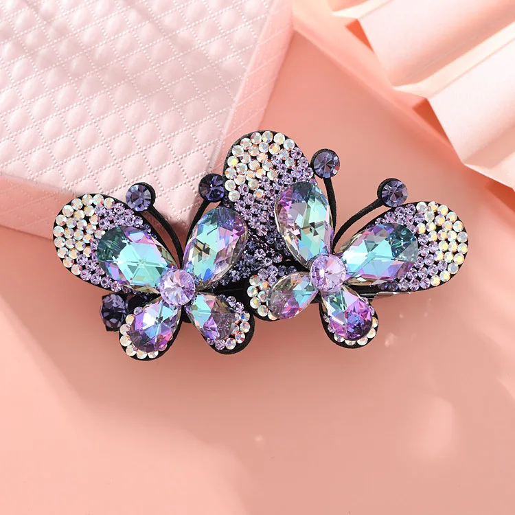 

Crystal diamond butterfly spring clamp head full half a clip to clip dish hair temperament joker tire hair clip