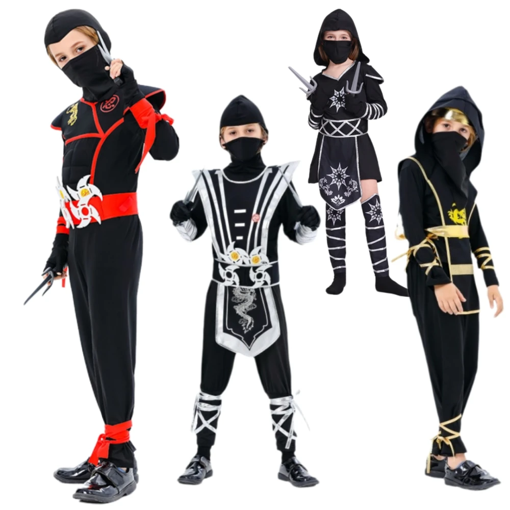 

Костюм ниндзя в стиле аниме для девочек и мальчиков, карнавальный костюм на Хэллоуин для детей, костюмы самурая, костюм дракона ниндзя, платье на день рождения, одежда