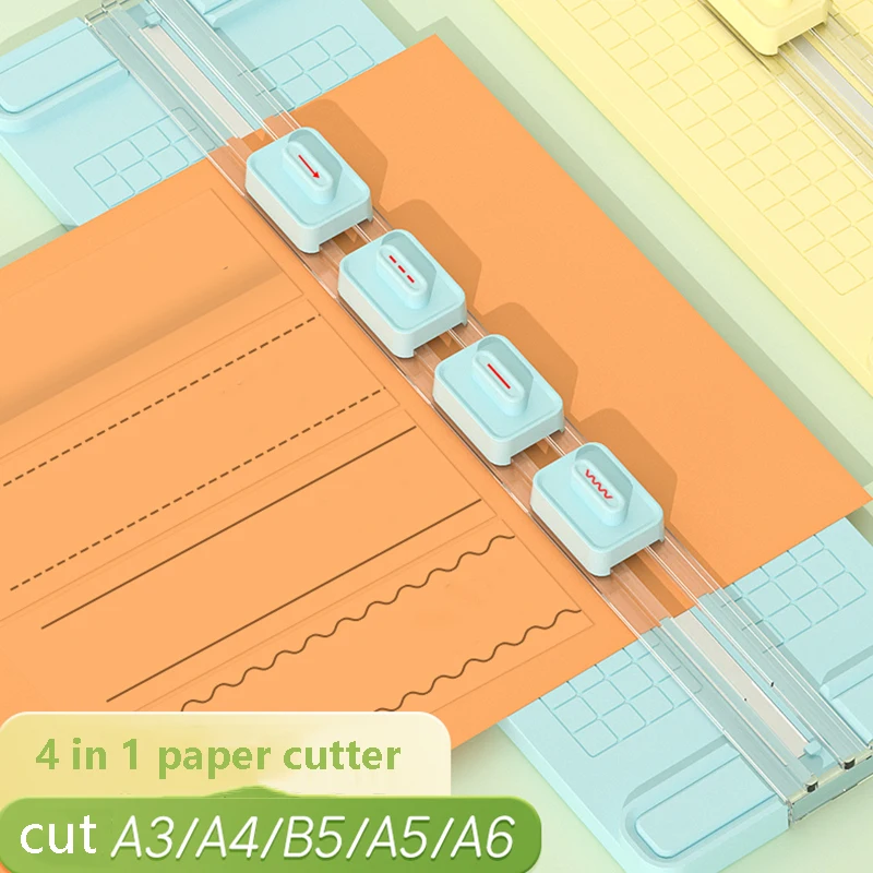 قطعة واحدة من قطع الورق ثنائي الاتجاه 4 في 1، قاطعة الورق اليدوية مع 4 رؤوس سكاكين، مناسبة للاستخدام المكتبي والمدرسة والمنزلي