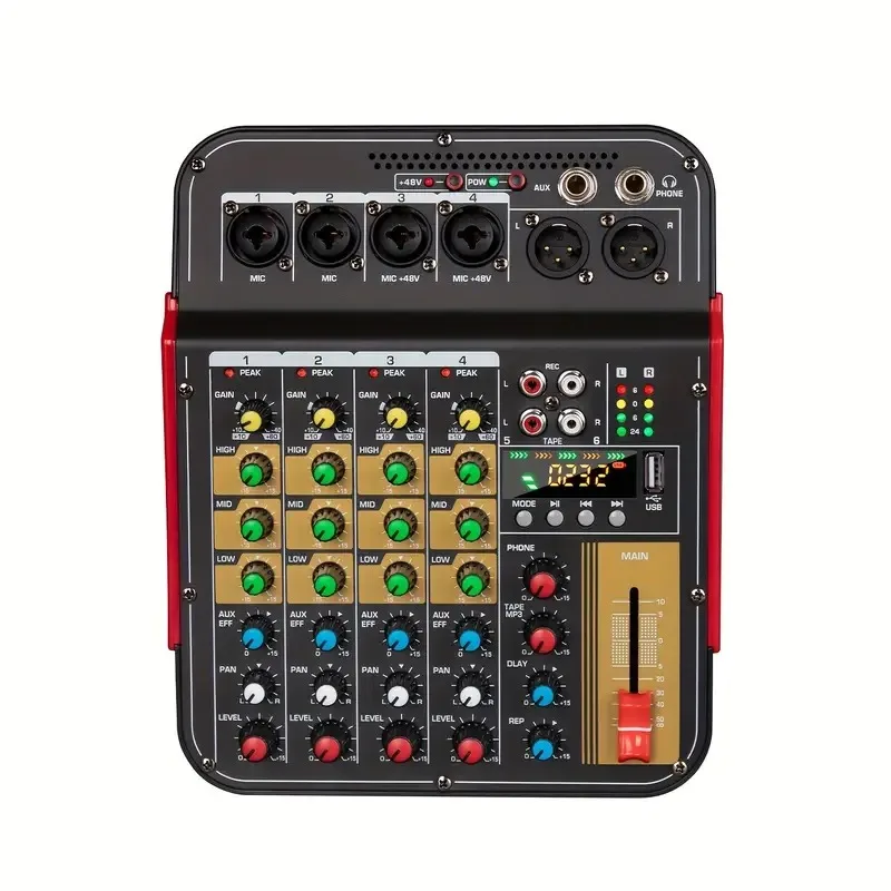 Para la mejor venta Consola estéreo de 6 canales Mezclador de audio activo digital con consola mezcladora de sonido USB para concierto de fiesta de banda