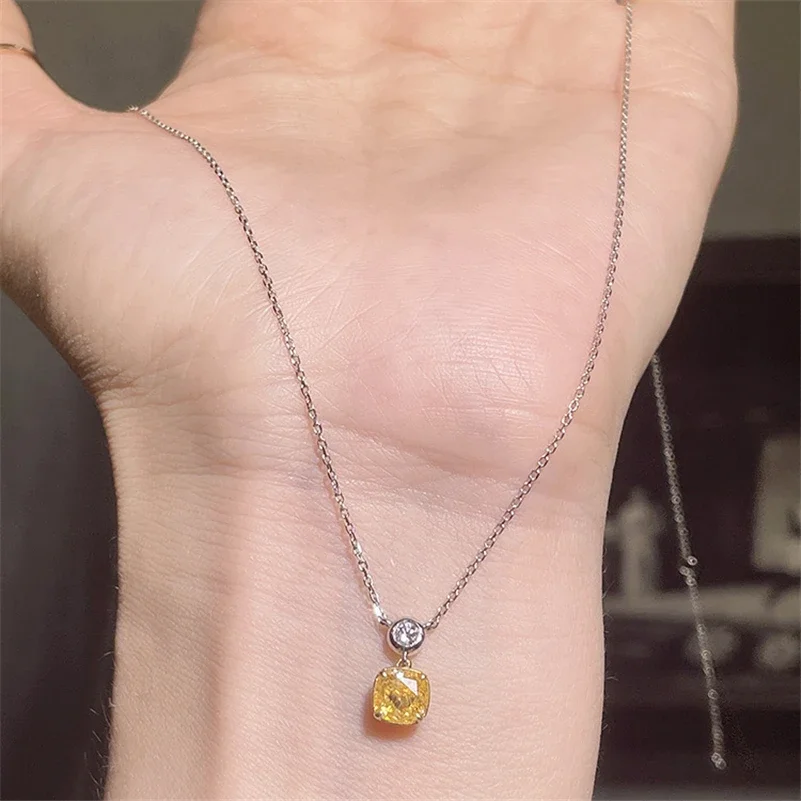 100% Plata de Ley 925 collar de topacio colgante para Mujer Collares Mujer origen topacio joyería de piedras preciosas collar Mujer Bizuteria