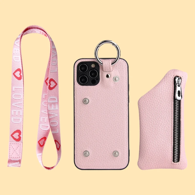 

For iphone14Pro Coin Coin Phone Case 12 13promax Xs Xsmax Xr Crossbody Strap Lanyard 8plus 7g 11pro Soft Case Protection Cover