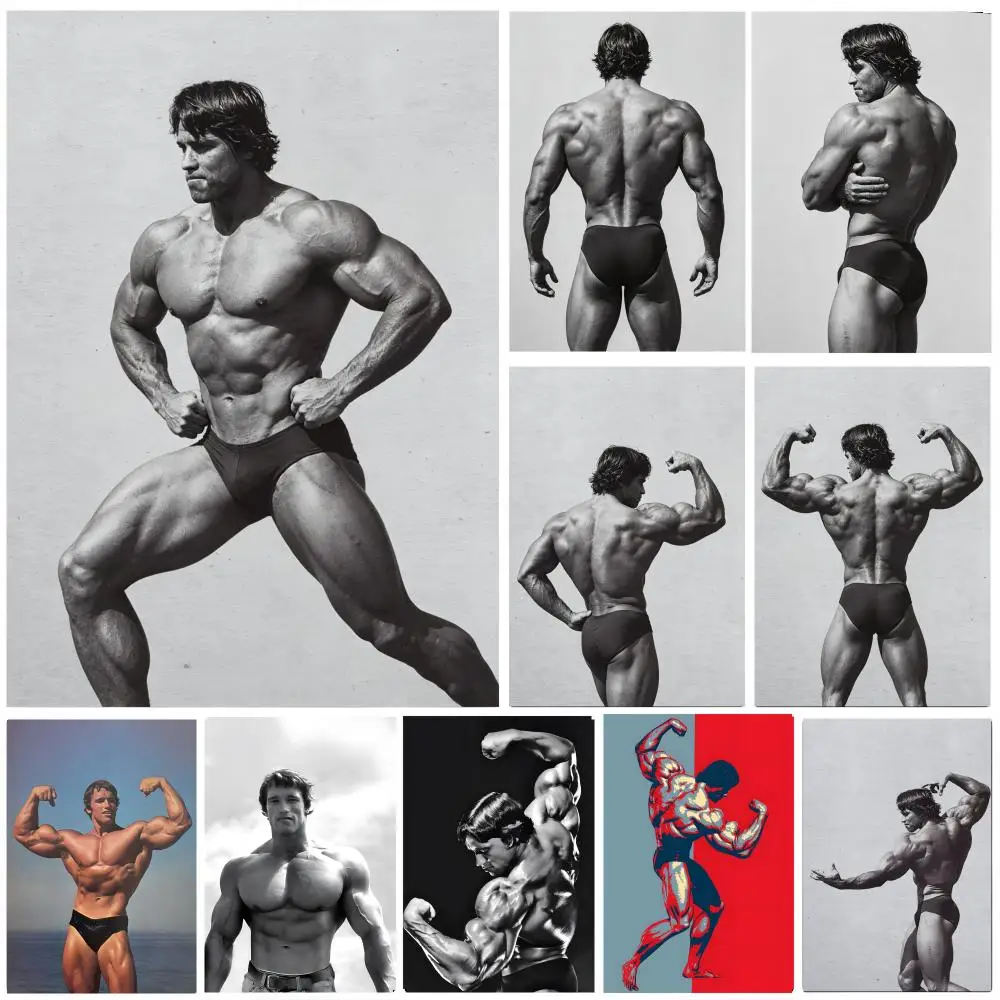 A-Arnold Schwarzenegger Poster Self-adhesive Art Waterproof Paper Sticker Coffee House Bar Room Wall Decor