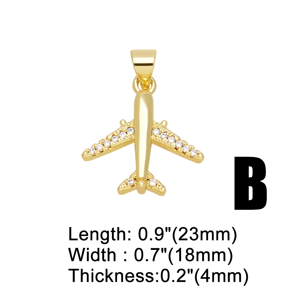 OCESRIO Trendy Brass Airplane Pendant for Necklace DIY Copper Gold Plated CZ Aircraft Jewelry Making Supplies wholesale pdtb183