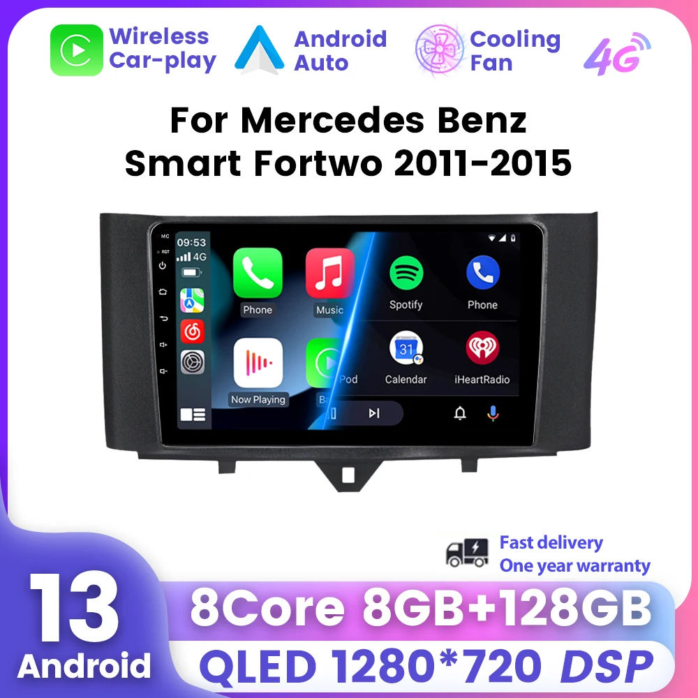 

2 Din Android 13 Car Radio For Benz Smart Fortwo 2011 2012 2013 2014 2015 Wireless Carplay Auto Multimedia Video Player Stereo