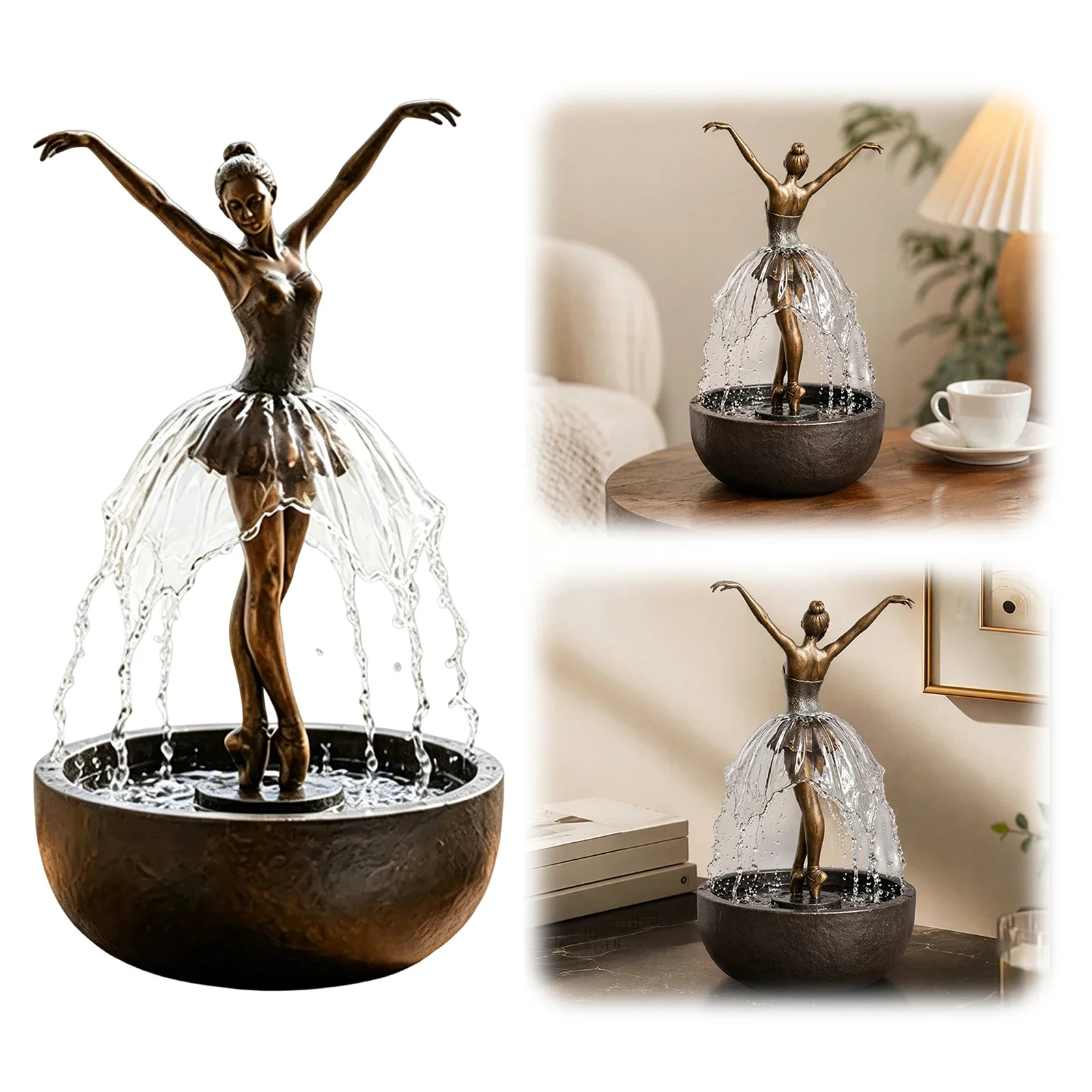 Ballet Dancer Sculpture Resin Ballerina Water Fountain Sculpture Ballet Dance Girl Ornament for Your Desk Bookshelf Dining Table