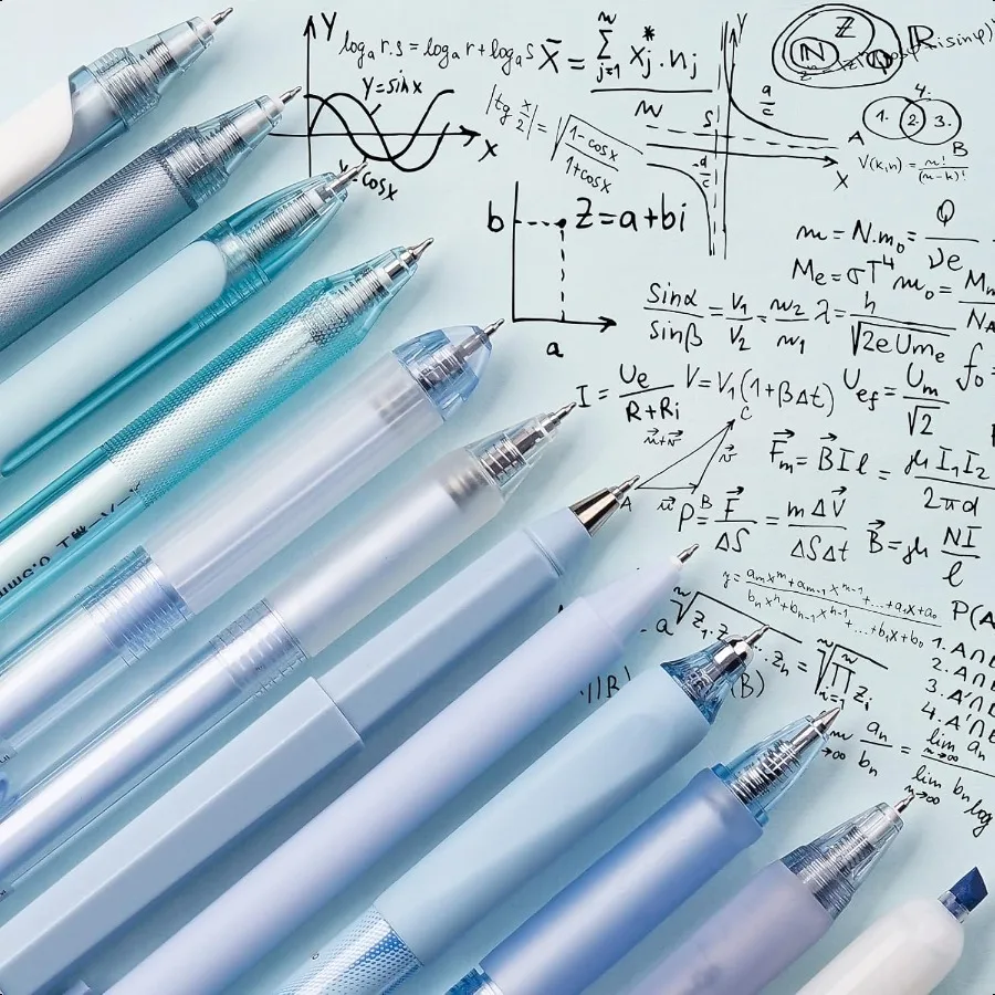 Pulpen Gel Seri Ocean Tinta Hitam Biru untuk Jurnal dengan Ujung Halus 0.5 mm, Lucu untuk Sekolah, Kantor, Estetis, Aksesoris Meja