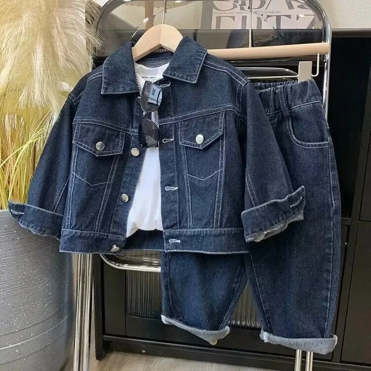 

Boys' Denim SuitAutumn and Winter Boys' Clothes Set Childrens Trousers Boy's Fashion Clothes Two-Piece Kids Outfits