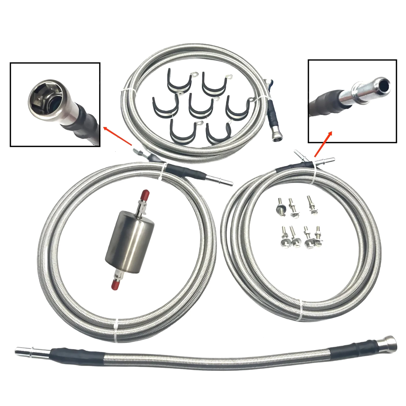 

SS Braided Fuel Line Quick Fix Kit Car Accessory For GMC Sierra For Chevrolet Silverado Fuel Supply Return Vent Lines Filter Kit