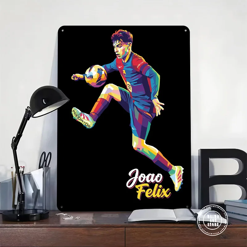 Joao Felix Colorful Pop Art Illustration 3D Printed Texture Poster Personalized Wall Art Retro Metal Tin Signs for Decor Luxury
