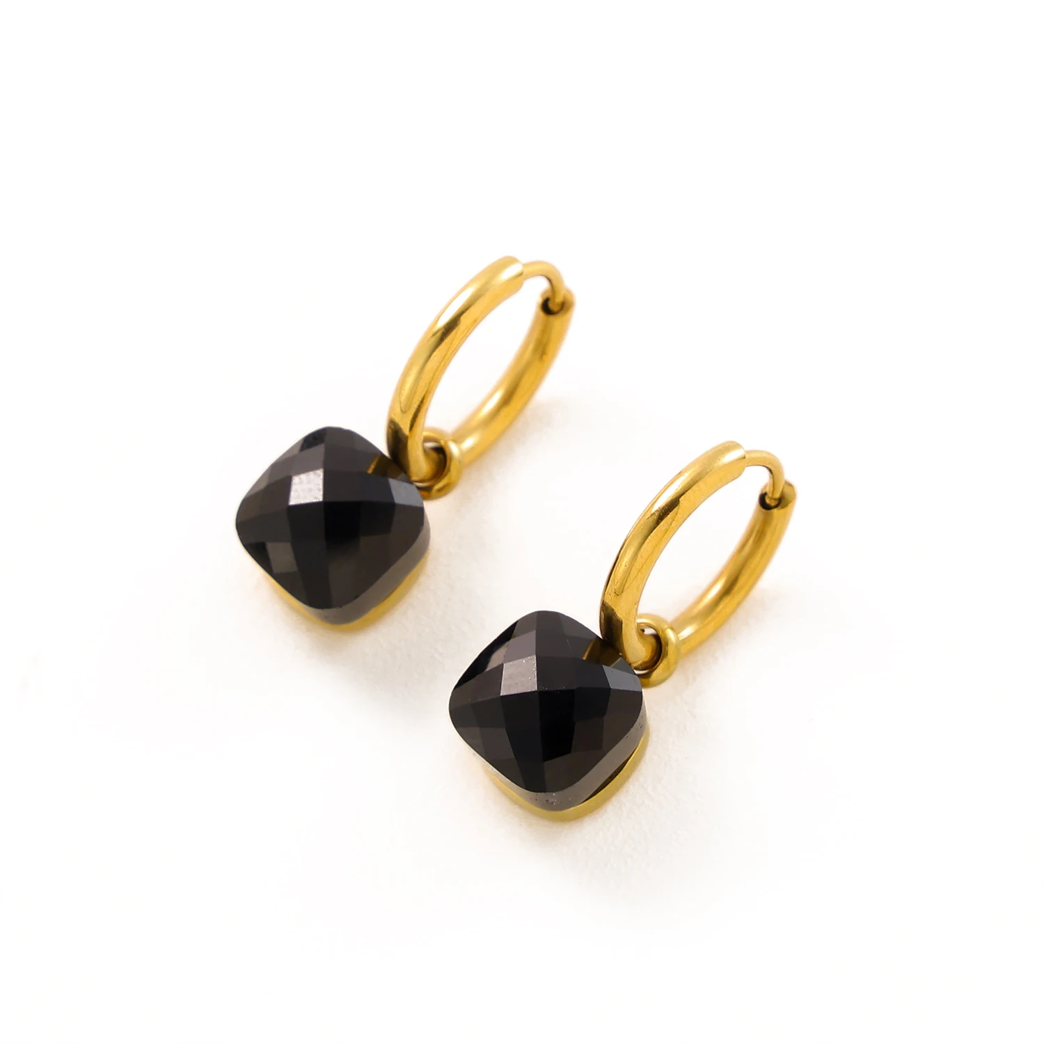 New Stainless Steel Geometric Square Hoop Earrings Sparkling Cubic Zirconia Crystal Earrings Jewelry For Women
