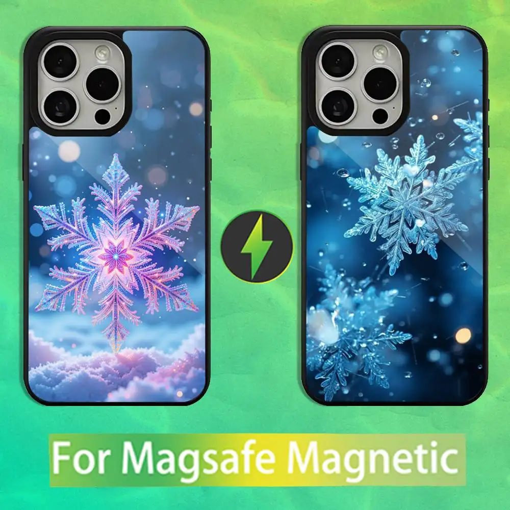 

Christmas Art Snowflakes Phone Case For iPhone 16,15,14,13,12,11,Pro,Max,Plus,Mini,Magsafe,Magnetic Wireless Charging Case
