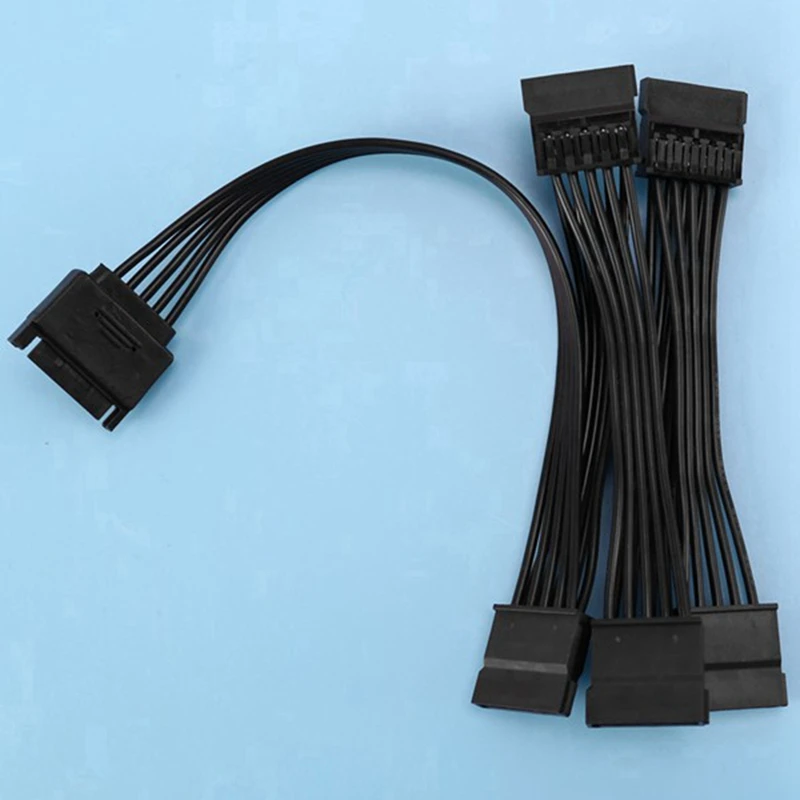 2PCS 15 Pin SATA Power Extension Hard Drive Cable 1 Male To 5 Female Power Supply Splitter Adapter Cable