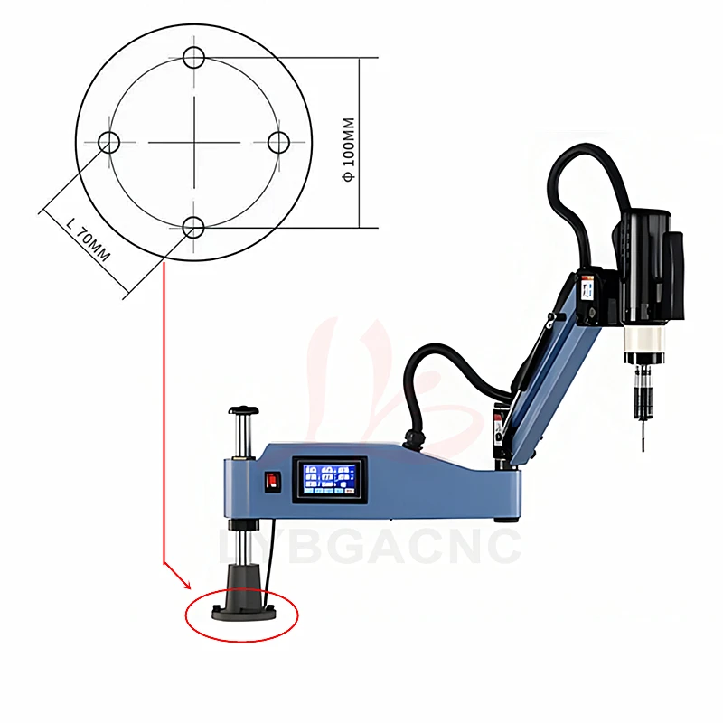 M2-M10 Electric Tapping Machine Servo Motor M3-M16 Tapper Drilling With Chucks Easy Arm Power Tool Threading Machine