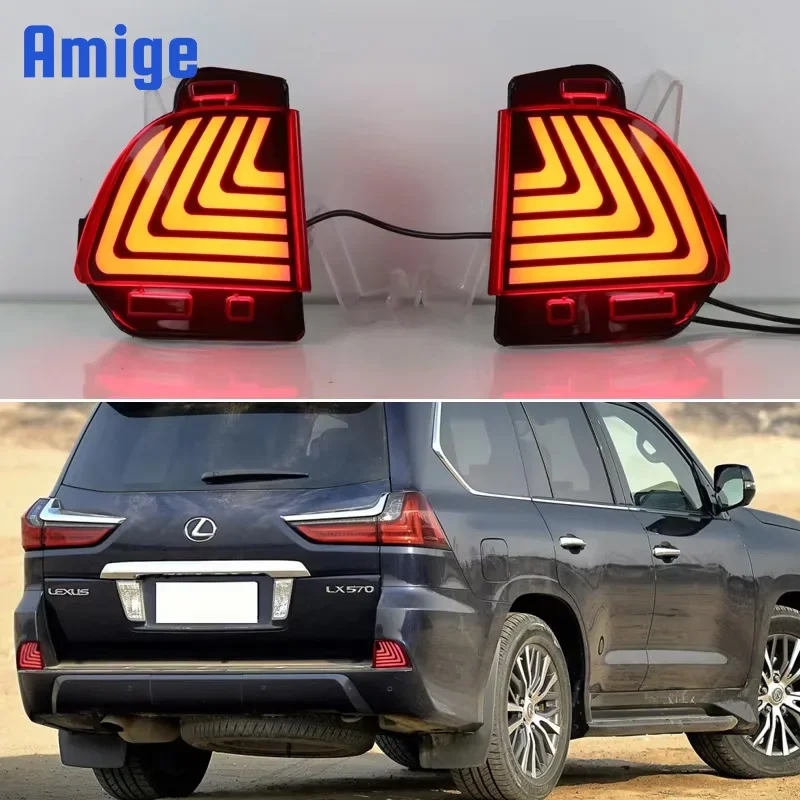 Lampu Bumper belakang LED mobil 12V, untuk Lexus LX570 2016-2019 lampu kabut, indikator reflektor sinyal belok